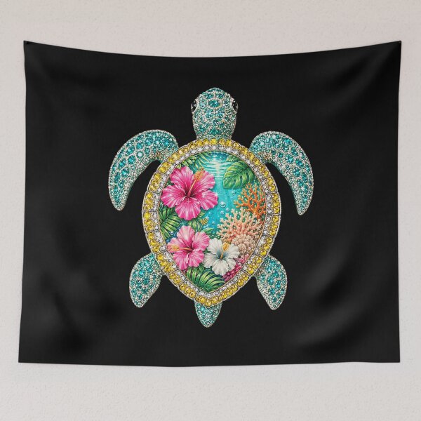 Item preview, Sea Turtle Tropical Ocean Life Hibiscus Coral designed and sold by FormalDehyena.