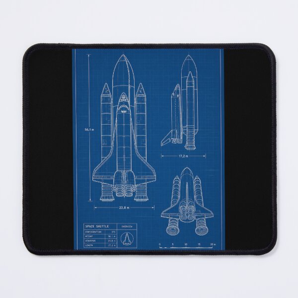 Item preview, Space Shuttle Blueprint Poster – Technical Rocket Diagram in Cobalt Blue designed and sold by Art-Design-EM.