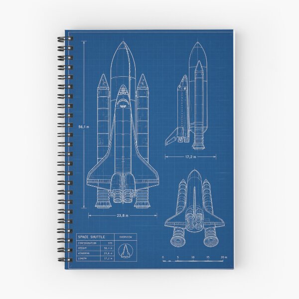 Item preview, Space Shuttle Blueprint Poster – Technical Rocket Diagram in Cobalt Blue designed and sold by Art-Design-EM.