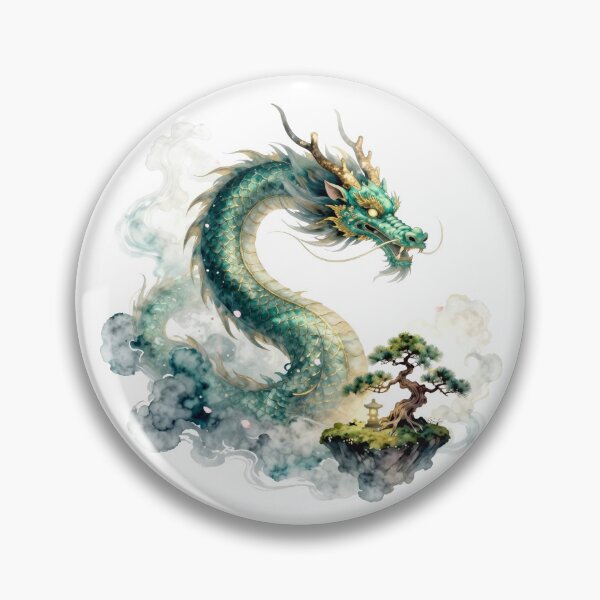 Item preview, Serene Guardian - Japanese Water Dragon & Floating Bonsai Island designed and sold by OnikaD art.