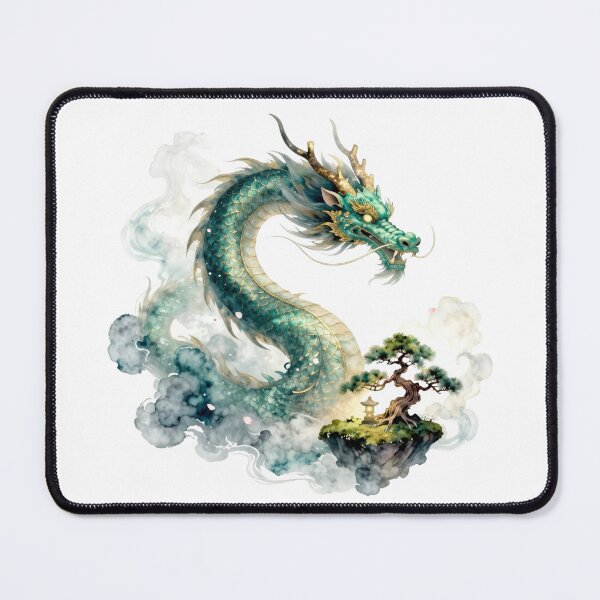 Item preview, Serene Guardian - Japanese Water Dragon & Floating Bonsai Island designed and sold by OnikaD art.