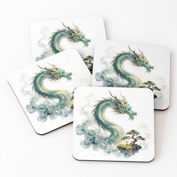 Item preview, Serene Guardian - Japanese Water Dragon & Floating Bonsai Island designed and sold by OnikaD art.