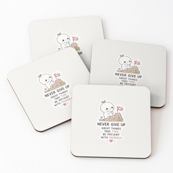 Item preview, Never Give Up Sticker – Cute Motivational Kawaii Aesthetic designed and sold by Digital_products_0111.