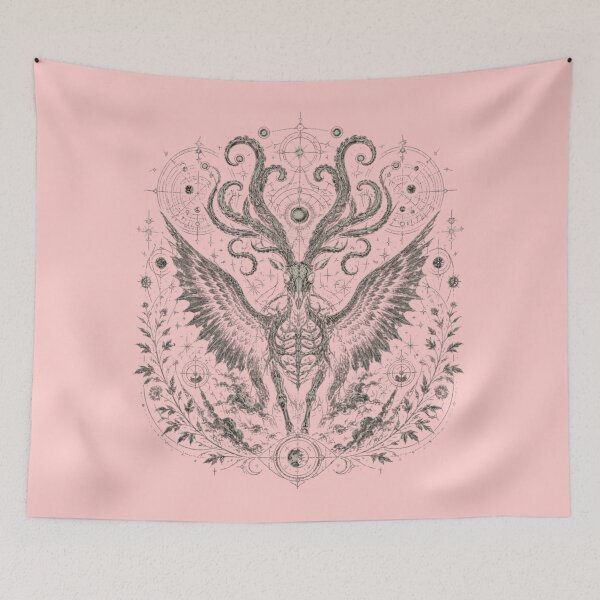 Item preview, Eldritch Cosmic Stag Skeleton Art - Dark Alchemical Sacred Geometry Illustration designed and sold by Horizon Prime.