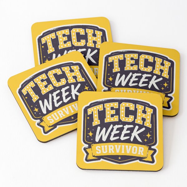 Item preview, Tech week survivor - pins stickers and tees designed and sold by Top-show-shirts.