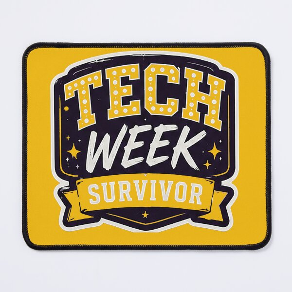 Item preview, Tech week survivor - pins stickers and tees designed and sold by Top-show-shirts.