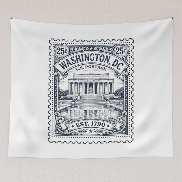Item preview, Washington DC U.S. Postage Est 1790 Lincoln Memorial Stamp Design designed and sold by Fenay Designs.