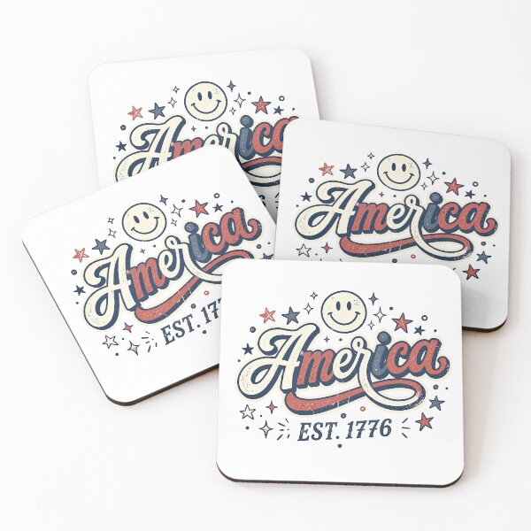 Item preview, Retro America Est 1776 Smiley Patriotic Design designed and sold by PlumArtDesign.