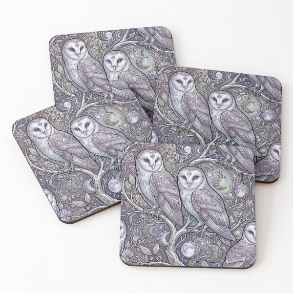 Item preview, Mystical Celestial Barn Owls and Moon designed and sold by LyoniHERA.