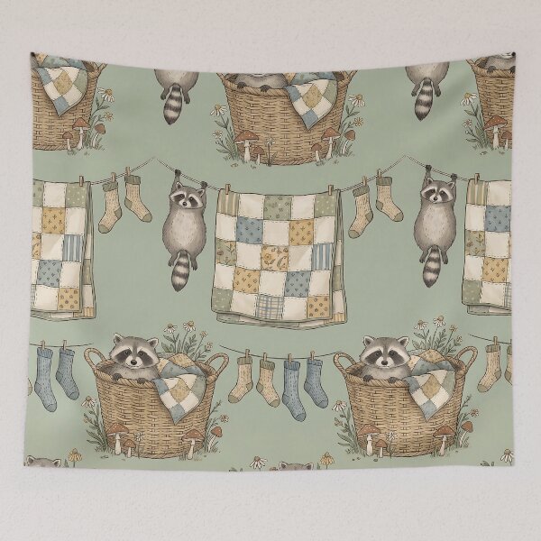 Item preview,  Raccoons in Laundry Baskets designed and sold by LyoniHERA.
