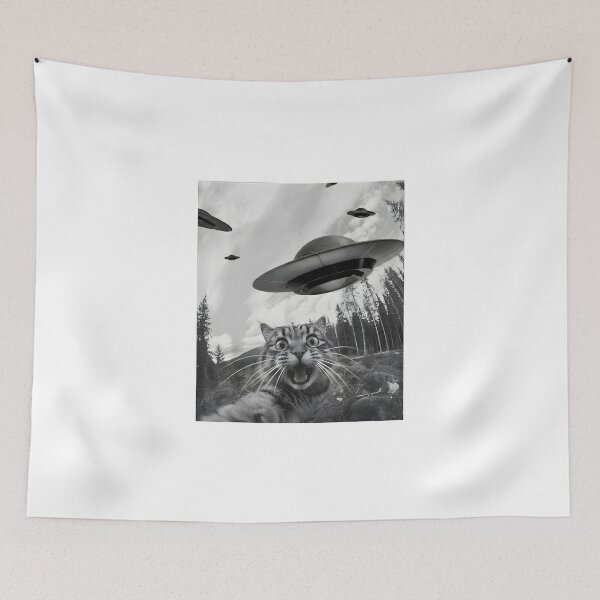Item preview, UFO Cat Selfie Alien Cat Lover Meme designed and sold by RiverFF.