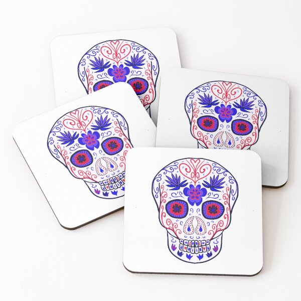 Item preview, Patriotic red white & blue Day Of The Dead Sugar Skull designed and sold by Anne Londez Studio.