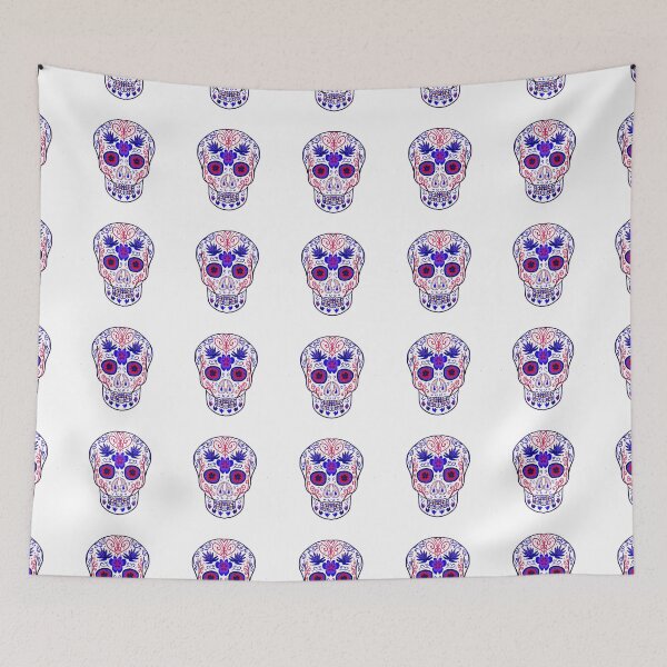 Item preview, Patriotic red white & blue Day Of The Dead Sugar Skull designed and sold by Anne Londez Studio.