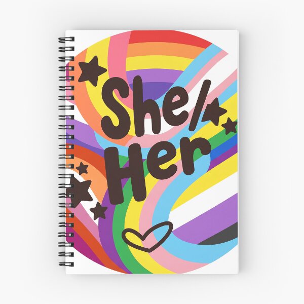 Item preview, Aesthetic She Her Pronoun Badge - Colorful Pride Rainbow Art designed and sold by Wittylayer.