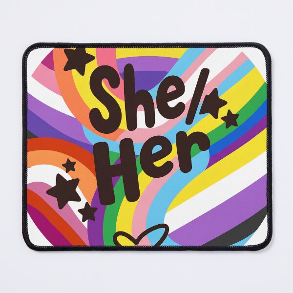 Item preview, Aesthetic She Her Pronoun Badge - Colorful Pride Rainbow Art designed and sold by Wittylayer.