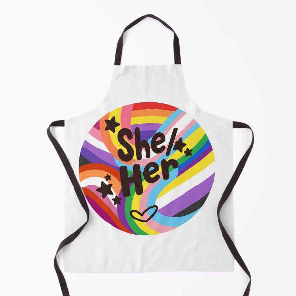 Item preview, Aesthetic She Her Pronoun Badge - Colorful Pride Rainbow Art designed and sold by Wittylayer.