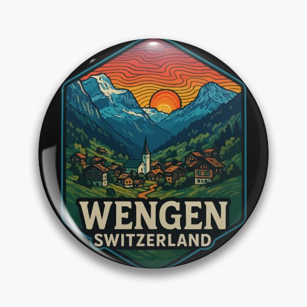 Item preview, Wengen Switzerland Retro Trippy Art Travel designed and sold by TomFrontierArt.