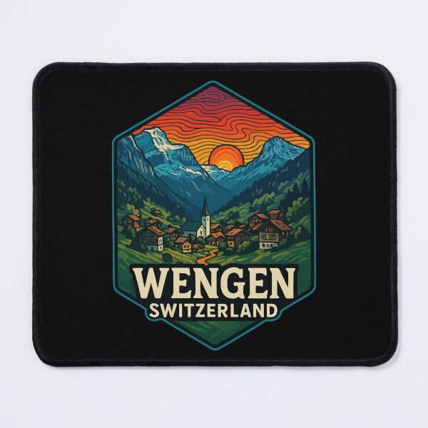 Item preview, Wengen Switzerland Retro Trippy Art Travel designed and sold by TomFrontierArt.