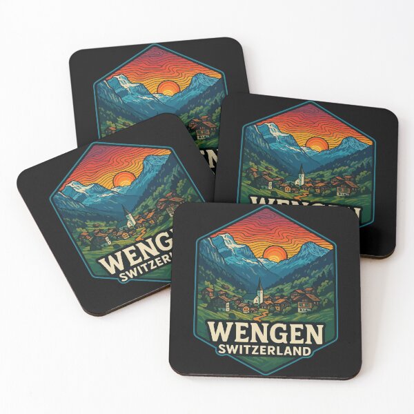 Item preview, Wengen Switzerland Retro Trippy Art Travel designed and sold by TomFrontierArt.