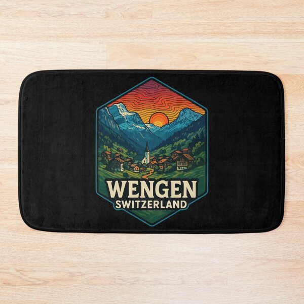 Item preview, Wengen Switzerland Retro Trippy Art Travel designed and sold by TomFrontierArt.