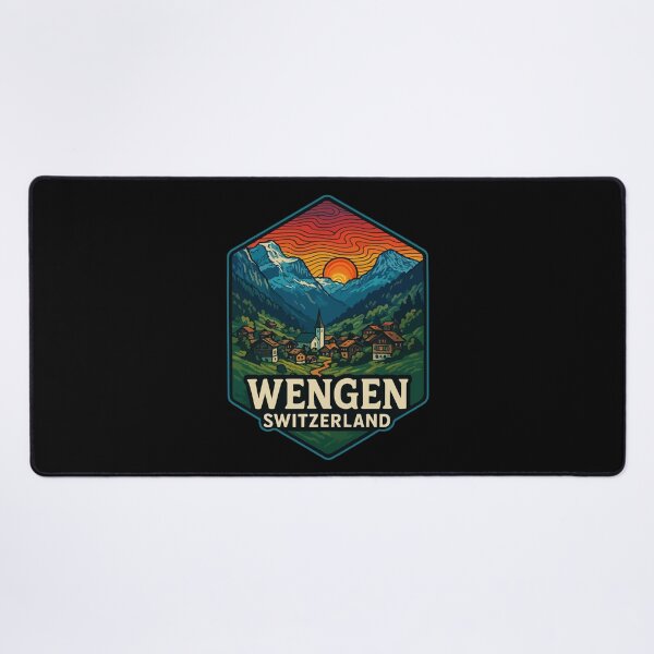 Item preview, Wengen Switzerland Retro Trippy Art Travel designed and sold by TomFrontierArt.