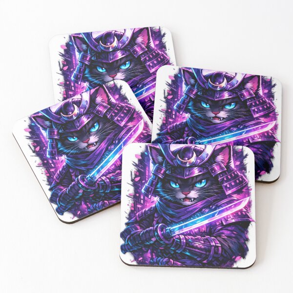 Item preview, Neon Samurai Cat Cyberpunk Anime Warrior designed and sold by AMIR PRO .