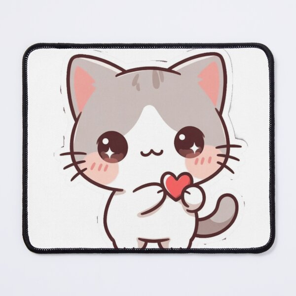 Item preview, Cute Kawaii Cat Holding Heart Chibi Anime Kitty Sticker designed and sold by Bluebubbies.