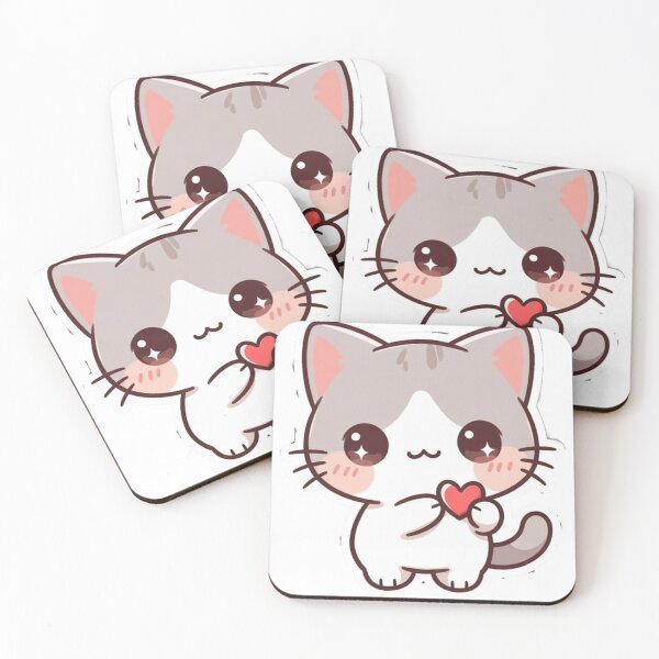 Item preview, Cute Kawaii Cat Holding Heart Chibi Anime Kitty Sticker designed and sold by Bluebubbies.