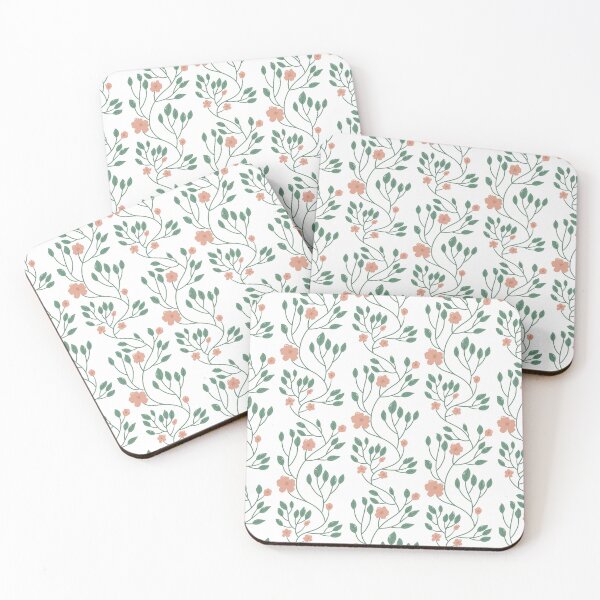 Item preview, Minimal Seamless Floral Pattern with Leaves and Soft Peach Flowers. designed and sold by Tarathai.