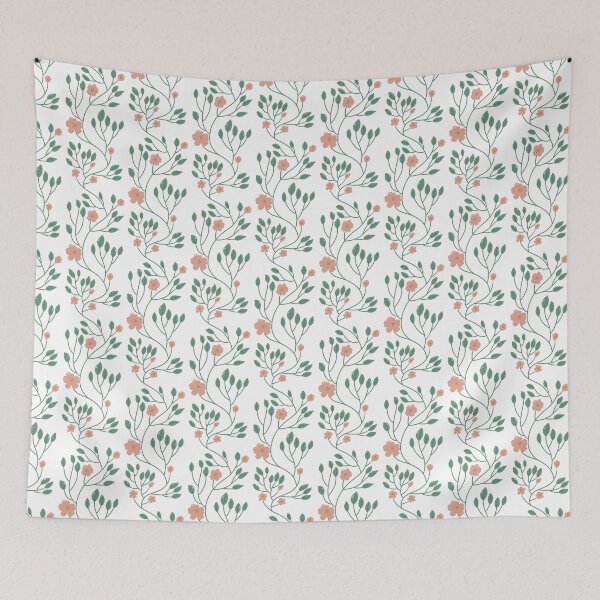 Item preview, Minimal Seamless Floral Pattern with Leaves and Soft Peach Flowers. designed and sold by Tarathai.