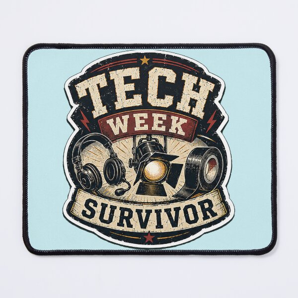 Item preview, Tech week survivor - pins stickers and tees designed and sold by Top-show-shirts.