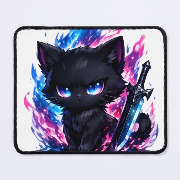 Item preview, Cute Dark Fantasy Black Cat With Sword – Chibi Magical Kitty Anime Art designed and sold by Minato_Monarch.