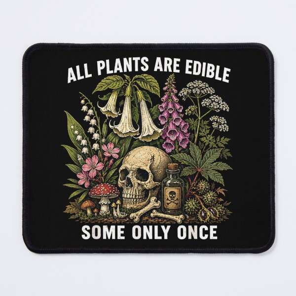 Item preview, All Plants Are Edible Some Only Once Vintage Botanical Poisonous Herbs Skull designed and sold by DaphoLatara.