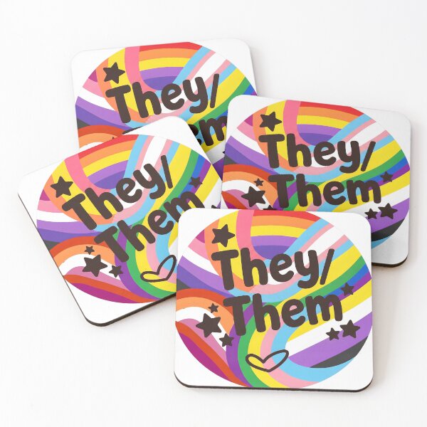 Item preview, Aesthetic They Them Pronoun Badge - Colorful Pride Rainbow Art designed and sold by Wittylayer.