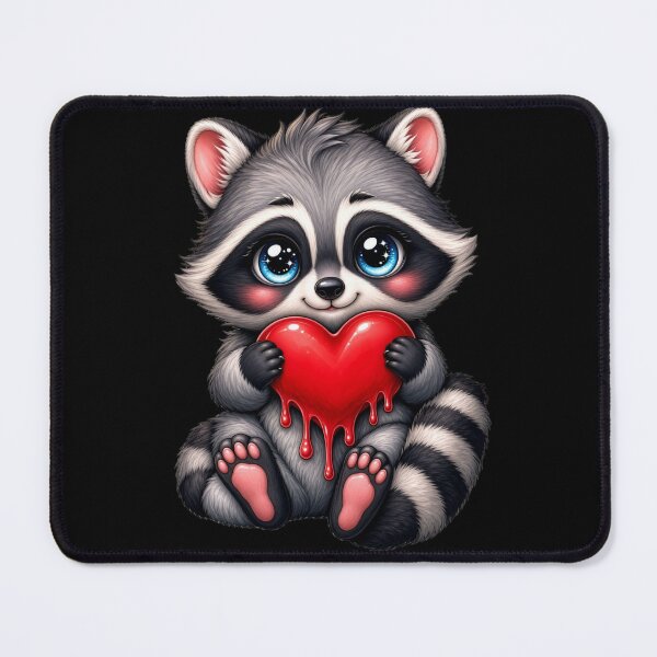 Item preview, Cute Raccoon Holding Melting Heart designed and sold by TatyanaArt.