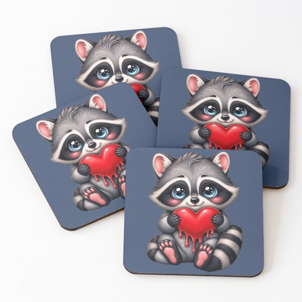 Item preview, Cute Raccoon Holding Melting Heart designed and sold by TatyanaArt.