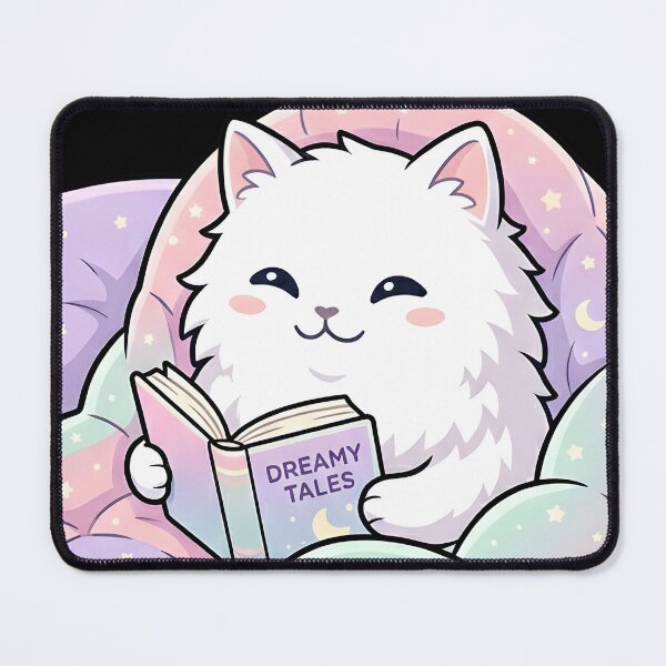 Item preview, Cozy Mode - Reading White Cat designed and sold by Wennity.