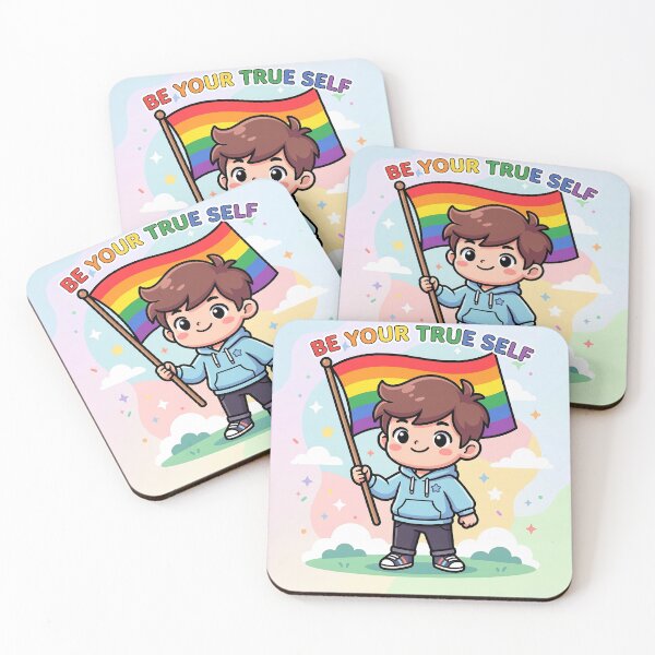 Item preview, Be Your True Self Chibi - Cute Rainbow Pride Boy Aesthetic Art designed and sold by Wittylayer.