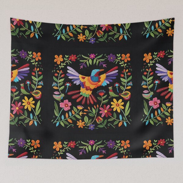 Item preview, Mexican Embroidery Pattern Art Otomi Bird Flowers designed and sold by xiao xuans.