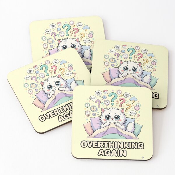 Item preview, Overthinking Again - Cute White Cat designed and sold by Wennity.