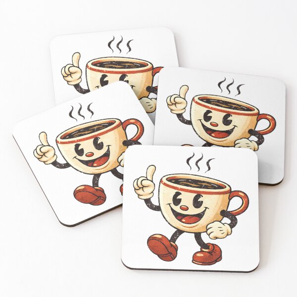 Item preview, Happy Retro Cartoon Coffee Cup Character Design designed and sold by GiggleTime.