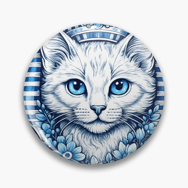 Item preview, Blue Pharaoh Cat: Ancient Egyptian Bastet Vector Illustration | Cat designed and sold by GulfSignature.
