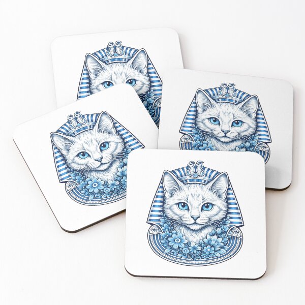 Item preview, Blue Pharaoh Cat: Ancient Egyptian Bastet Vector Illustration | Cat designed and sold by GulfSignature.