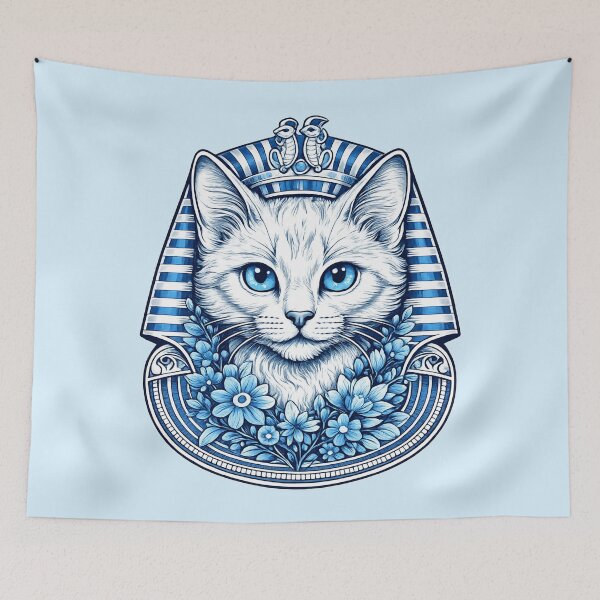 Item preview, Blue Pharaoh Cat: Ancient Egyptian Bastet Vector Illustration | Cat designed and sold by GulfSignature.