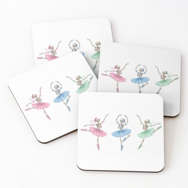 Item preview, Watercolor Skeleton Ballerinas in Pastel Tutus designed and sold by VibranPalette.