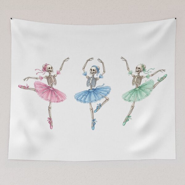 Item preview, Watercolor Skeleton Ballerinas in Pastel Tutus designed and sold by VibranPalette.