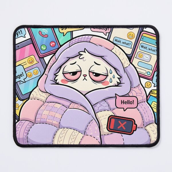 Item preview, Social Battery Low - Exhausted Introvert Cat designed and sold by Wennity.