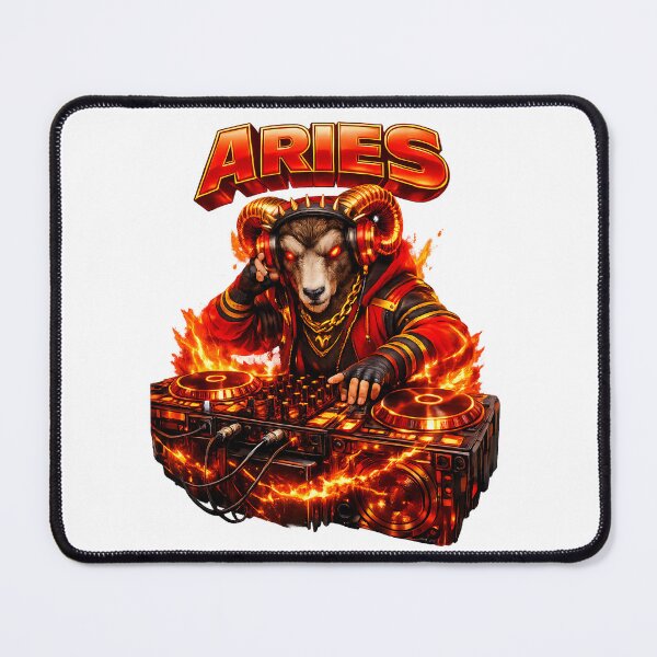 Item preview, Hyper-Detailed Aries Ram DJ Zodiac Fire designed and sold by ZenRave Designs.