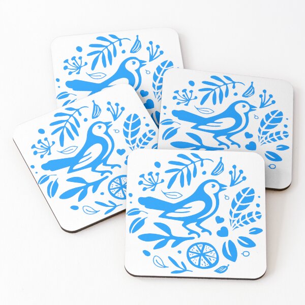 Item preview, Blue abstract floral herbal bird  designed and sold by Bearlala.