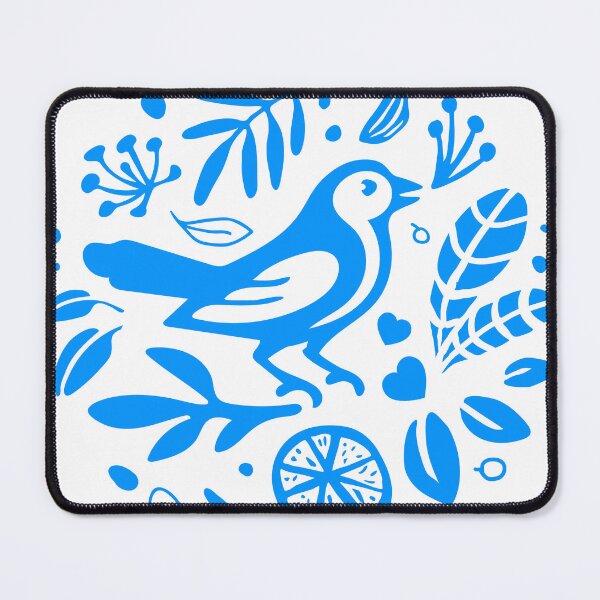 Item preview, Blue abstract floral herbal bird designed and sold by Bearlala.